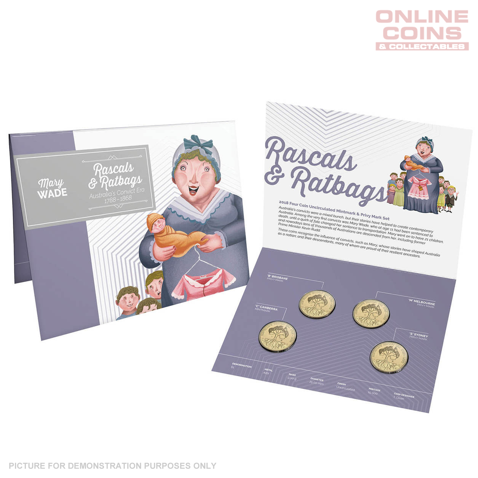 2018 $1 Uncirculated Mintmark and Privy 4 Coin Set - Rascals and Ratbags